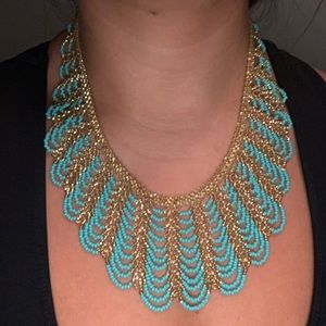 Beaded turquoise and gold necklace